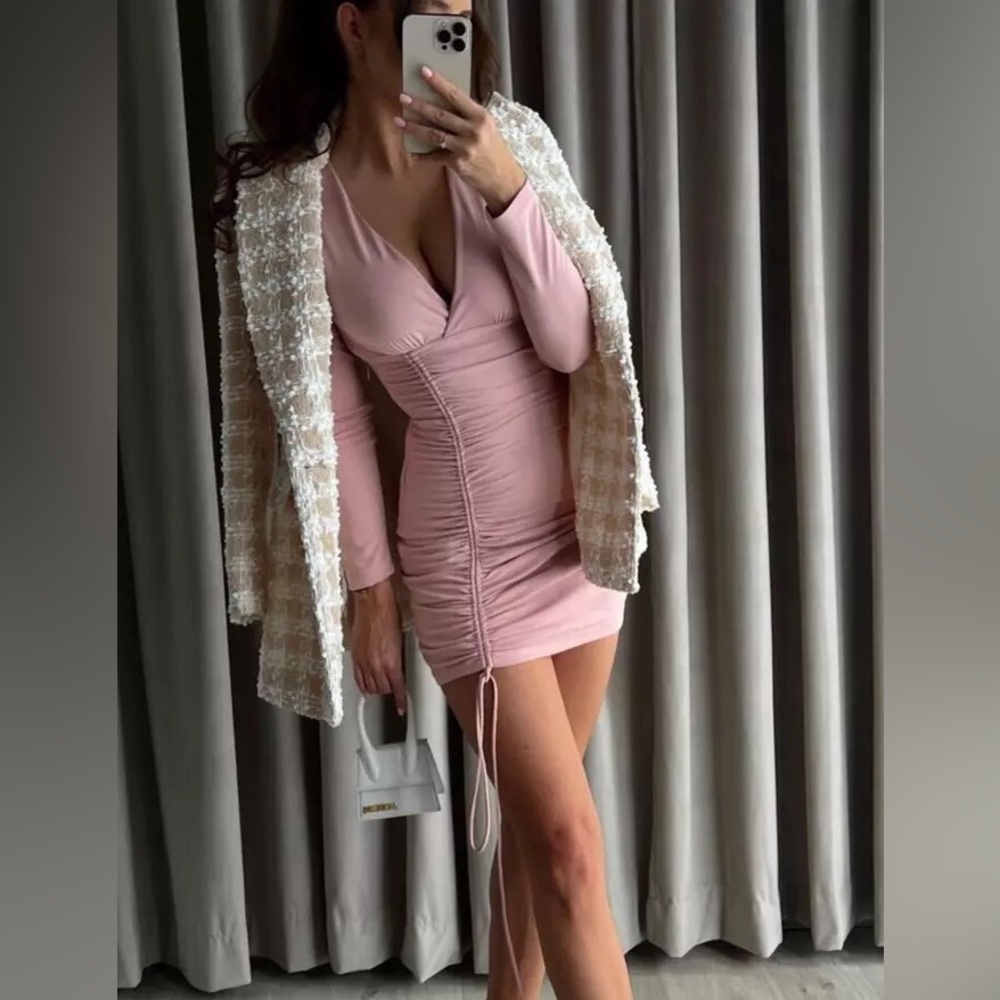 NWT ZARALIGHT PINK DRAPED MINI DRESS